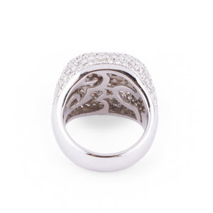 Bague boule en or gris et diamants