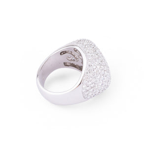 Bague boule en or gris et diamants