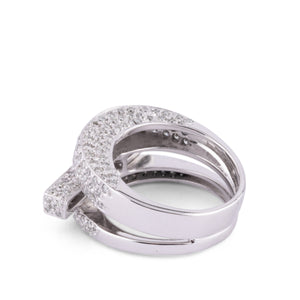 Bague en or gris et diamants asymétrique