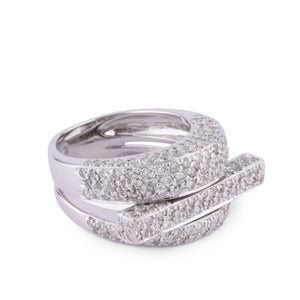 Bague en or gris et diamants asymétrique