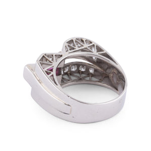 Bague en platine diamant et rubis