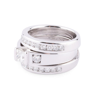 Bague or gris et diamant princesse