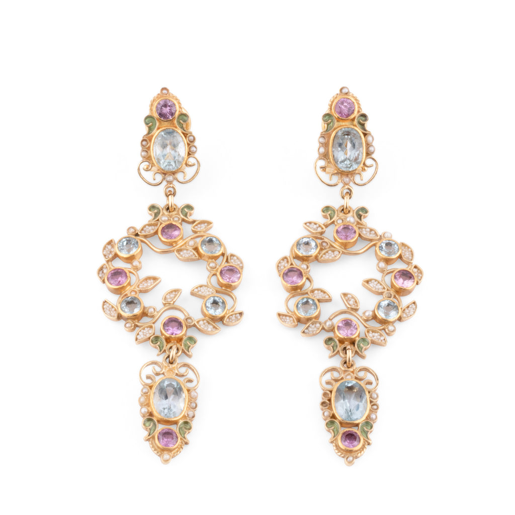 Boucles d'oreilles or jaune  formant de fleurs du créateur Papi Percossi