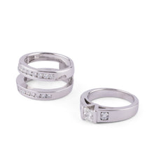 Charger l&#39;image dans la galerie, Bague or gris et diamant princesse
