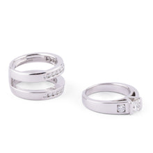 Charger l&#39;image dans la galerie, Bague or gris et diamant princesse
