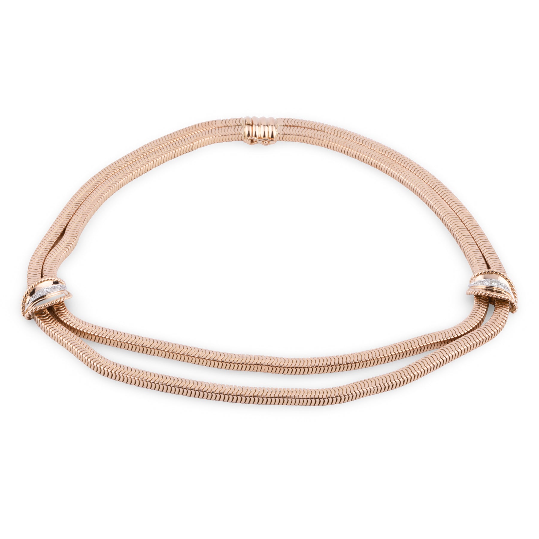 Collier or jaune double rang maillon lisse