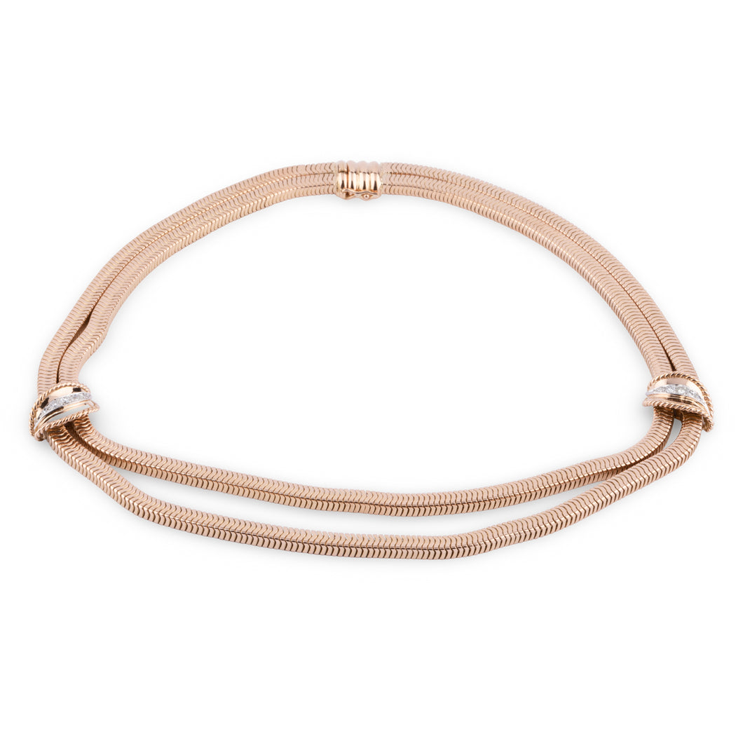 Collier or jaune double rang maillon lisse
