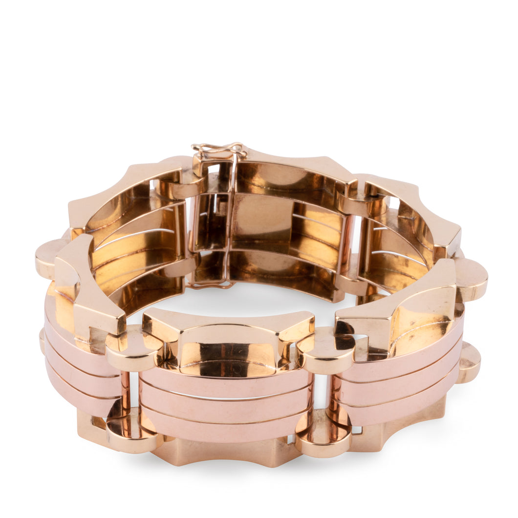 Bracelet tank or jaune et rose