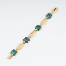 Charger l&#39;image dans la galerie, Bracelet en or jaune et malachite en pain de sucre
