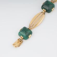 Charger l&#39;image dans la galerie, Bracelet en or jaune et malachite en pain de sucre

