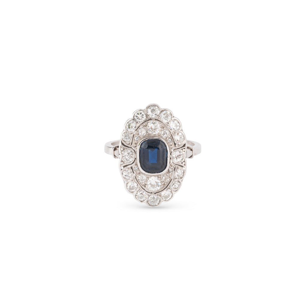 Bague marquise en platine
