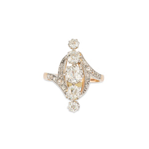 Bague or marquise diamants