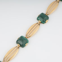 Charger l&#39;image dans la galerie, Bracelet en or jaune et malachite en pain de sucre

