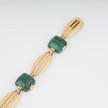 Charger l&#39;image dans la galerie, Bracelet en or jaune et malachite en pain de sucre
