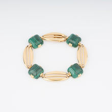Charger l&#39;image dans la galerie, Bracelet en or jaune et malachite en pain de sucre
