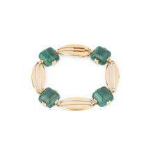 Charger l&#39;image dans la galerie, Bracelet en or jaune et malachite en pain de sucre
