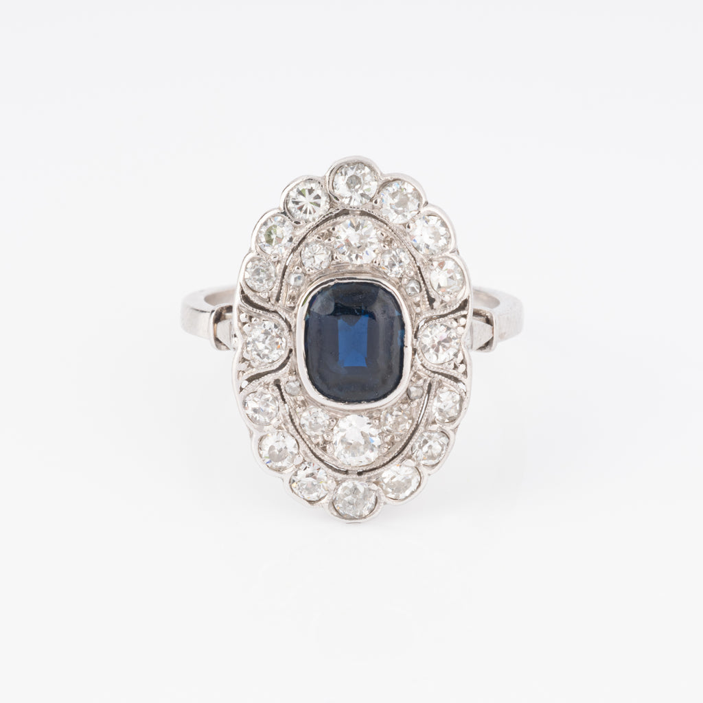 Bague marquise en platine