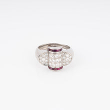 Charger l&#39;image dans la galerie, Bague platine et diamant ornée de rubis qualibrés

