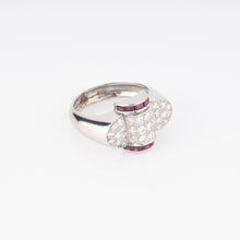 Charger l&#39;image dans la galerie, Bague platine et diamant ornée de rubis qualibrés
