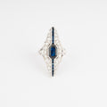 Bague marquise en diamant et saphir