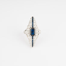 Charger l&#39;image dans la galerie, Bague marquise en diamant et saphir
