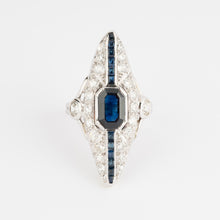 Charger l&#39;image dans la galerie, Bague marquise en diamant et saphir
