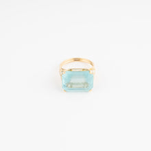 Charger l&#39;image dans la galerie, Bague aigue marine lactée et diamant sur or jaune
