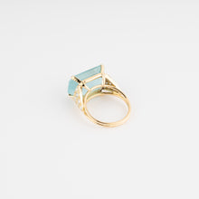 Charger l&#39;image dans la galerie, Bague aigue marine lactée et diamant sur or jaune
