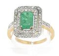 Bague or jaune et argent ornée d'une émeraude 1900 - adalgyseboutique