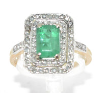 Charger l&#39;image dans la galerie, Bague or jaune et argent ornée d&#39;une émeraude 1900 - adalgyseboutique
