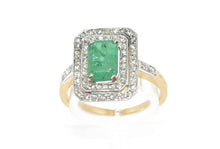 Charger l&#39;image dans la galerie, Bague or jaune et argent ornée d&#39;une émeraude 1900 - adalgyseboutique

