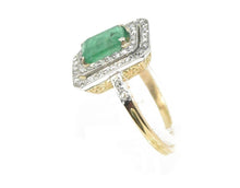 Charger l&#39;image dans la galerie, Bague or jaune et argent ornée d&#39;une émeraude 1900 - adalgyseboutique
