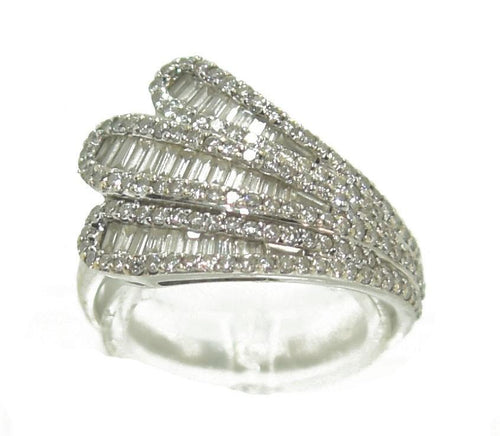 Bague or gris moderne diamant baguette - adalgyseboutique
