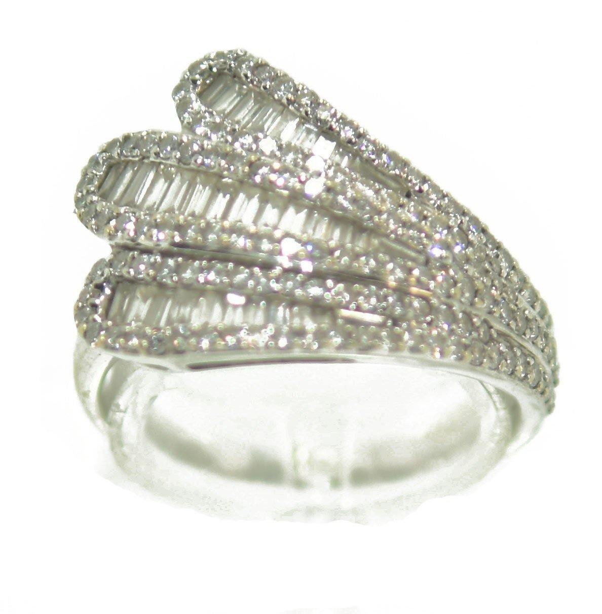 Bague or gris moderne diamant baguette - adalgyseboutique
