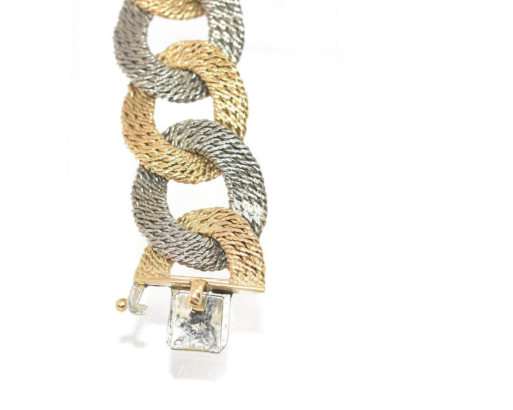 Bracelet bi-colore maille gourmette tissée Georges Lenfant - adalgyseboutique