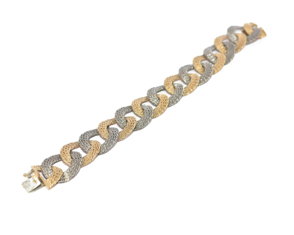 Bracelet bi-colore maille gourmette tissée Georges Lenfant - adalgyseboutique