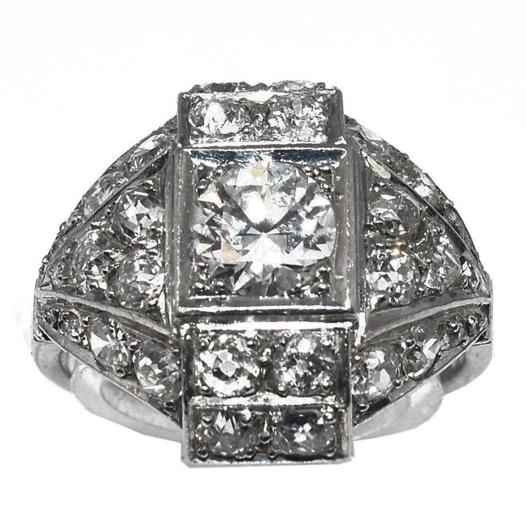 Bague des années 30 Art déco en platine - adalgyseboutique