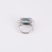 Charger l&#39;image dans la galerie, Bague or gris ornée d&#39;une aigue marine et diamants
