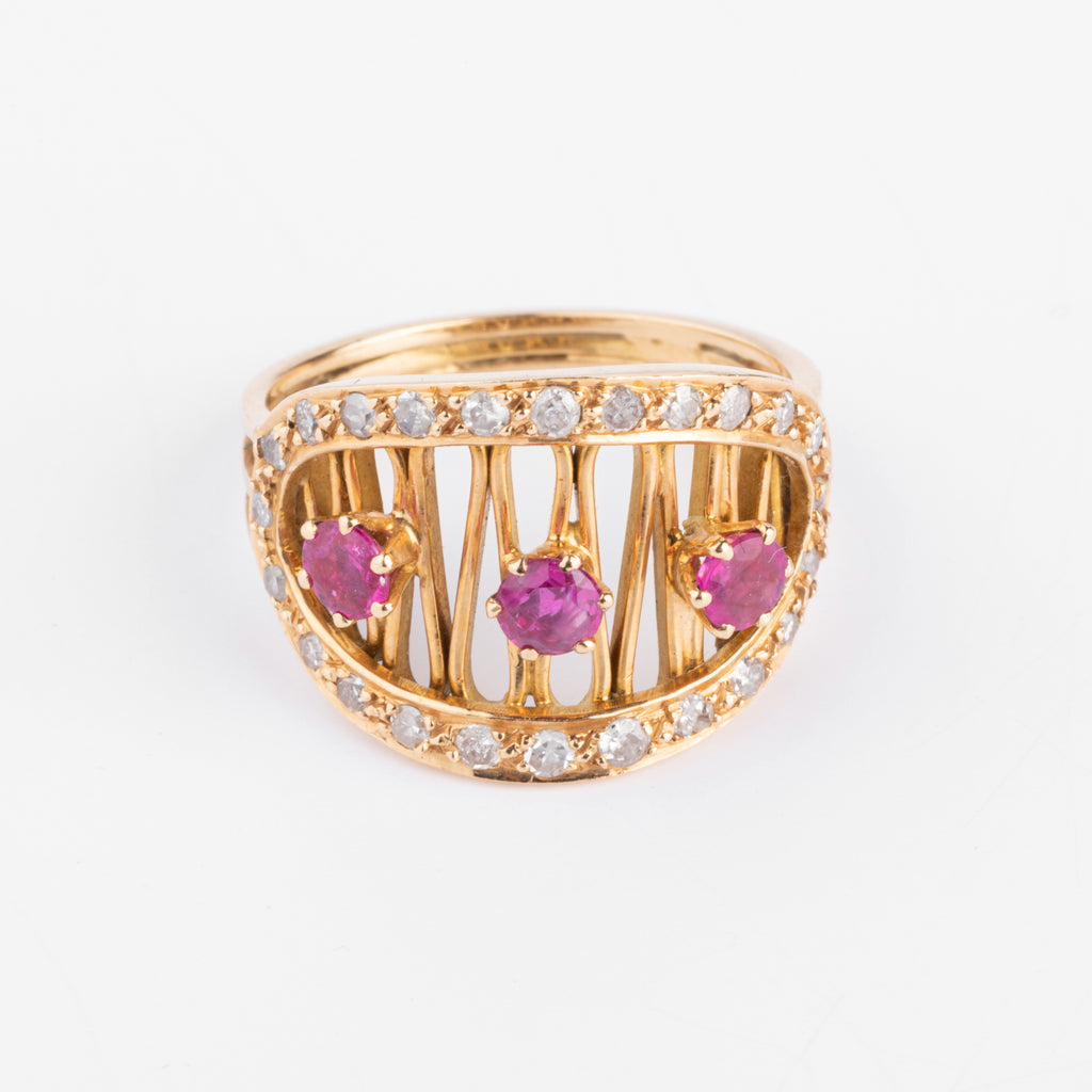 Bague or jaune et rubis