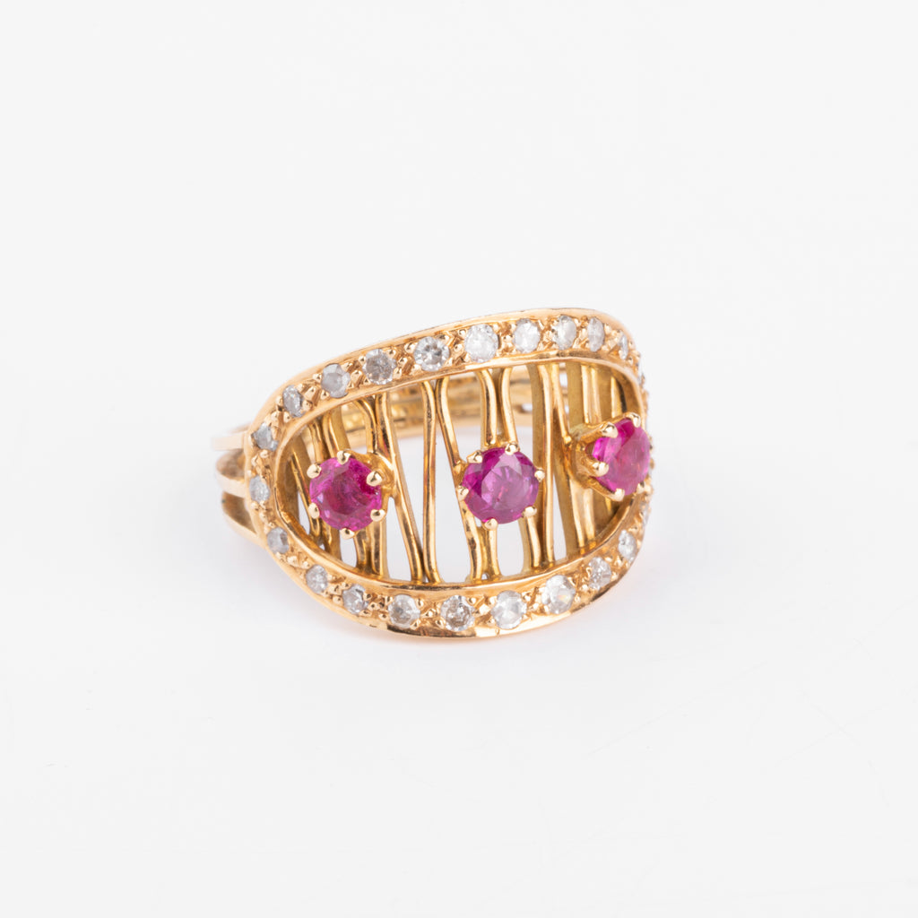 Bague or jaune et rubis
