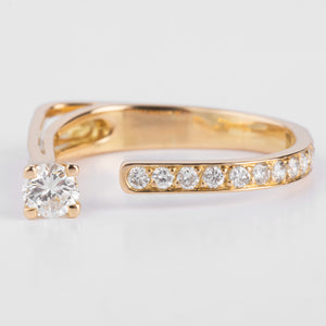 Bague ouverte or jaune et diamant design
