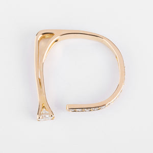 Bague ouverte or jaune et diamant design