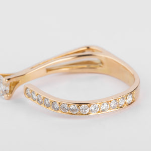 Bague ouverte or jaune et diamant design