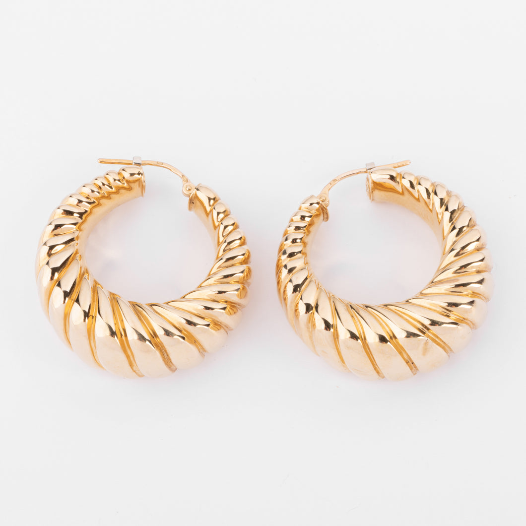 Boucles d'oreilles en or jaune godronné