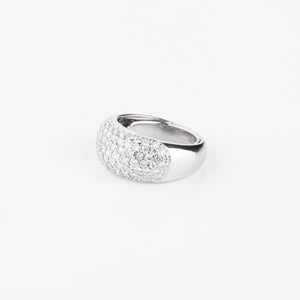 Bague jonc en or gris pavée de diamants