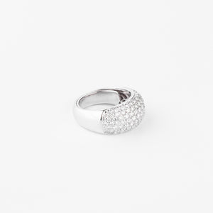 Bague jonc en or gris pavée de diamants
