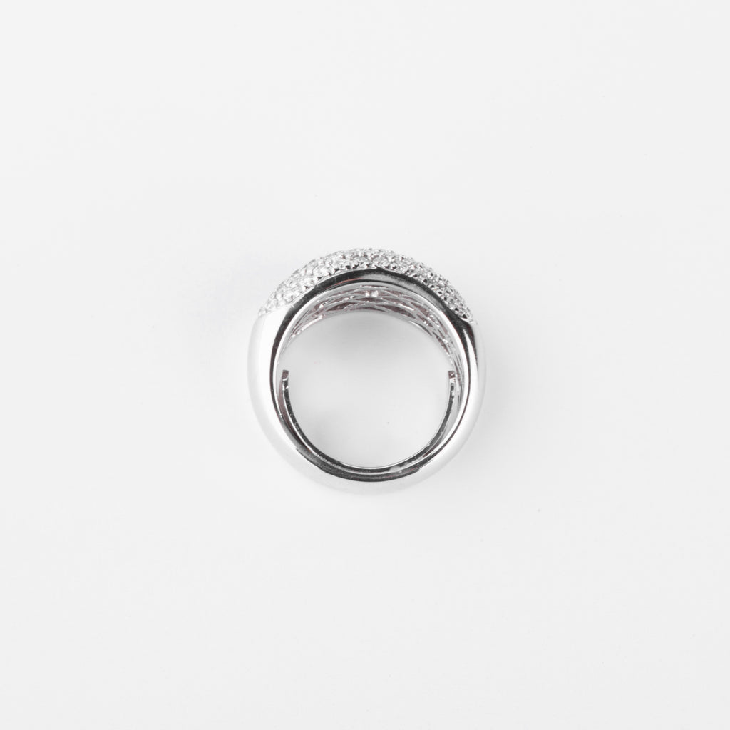 Bague jonc en or gris pavée de diamants