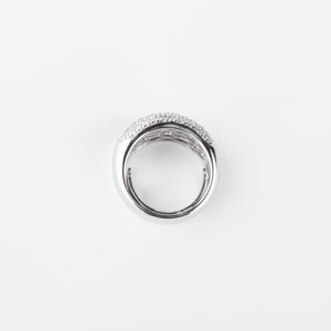 Bague jonc en or gris pavée de diamants
