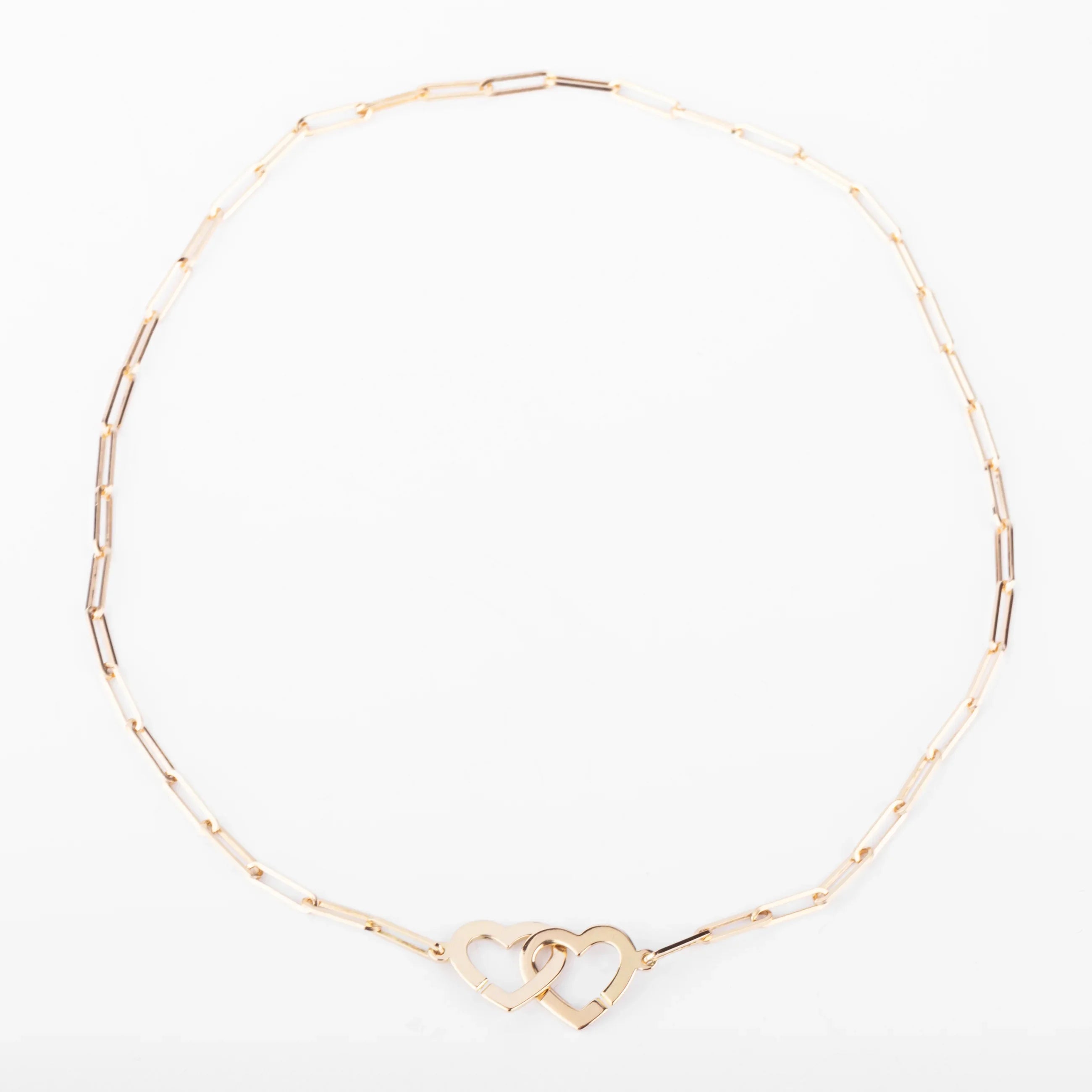 Collier or rose Dinh Van formant 2 cœurs