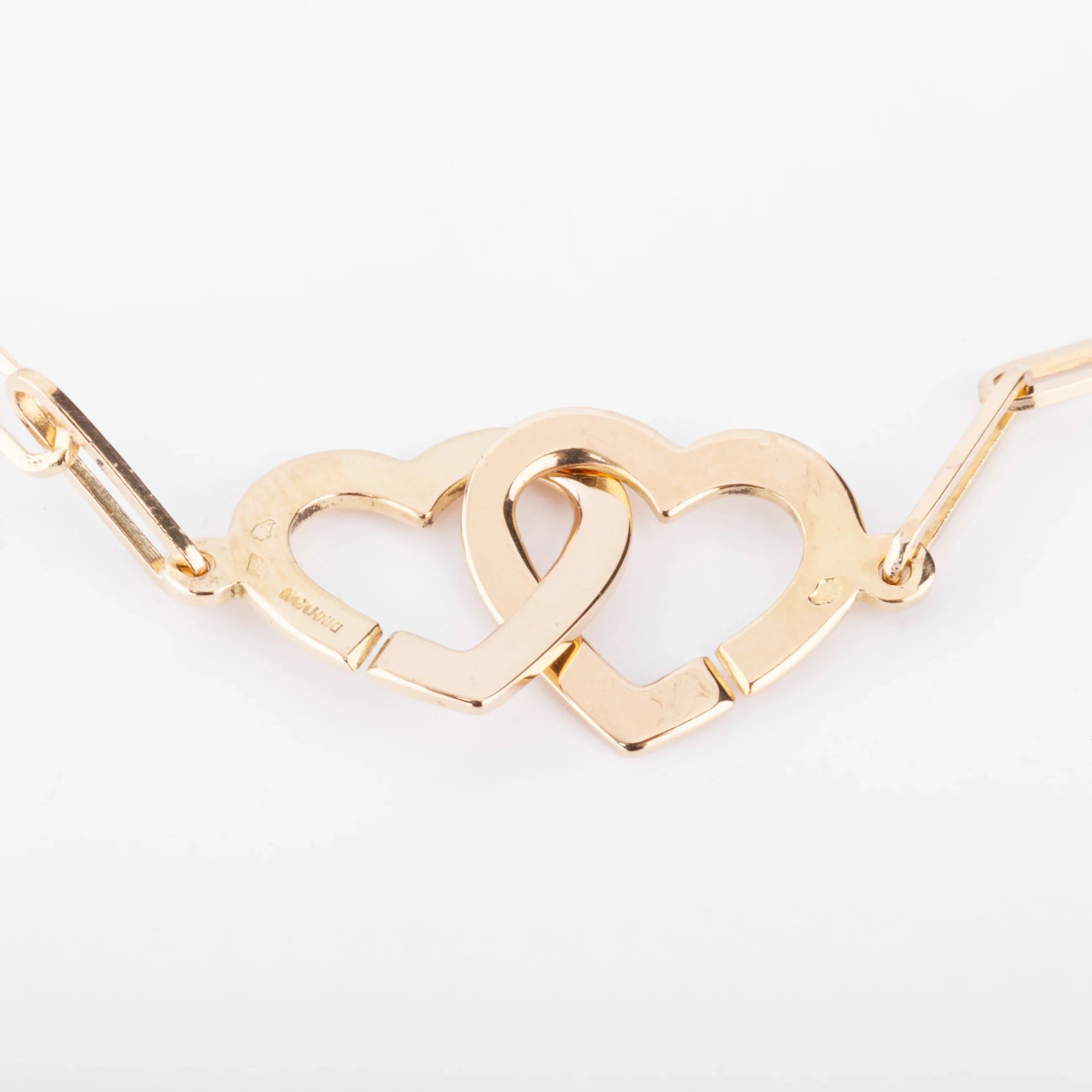 Collier or rose Dinh Van formant 2 cœurs